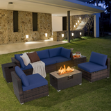 Tangkula 8 Piece Outdoor Wicker Sofa Set, Patio Rattan Conversation Set