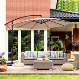 10FT Patio Offset Umbrella, Outdoor Cantilever Umbrella with Easy Tilt Adjustment & 8 Ribs