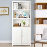 Tangkula Bookcase with Doors, 3 Tier Open Book Shelving