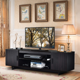 Tangkula Modern Wood Universal TV Stand for TV up to 65", Media Console with 2 Storage Cabinets & Open Shelves