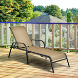 Tangkula Patiojoy Outdoor Lounge Chair with Breathable Fabric & Steel Frame