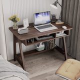 Tangkula Mid Century Writing Desk with Storage Cubes & Hidden Compartment