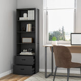 Tangkula 4 Shelf Bookcase with 2 Drawers, 74 Inches 4 Tiers Tall Open Bookshelf with 2 Slide-Out Drawers