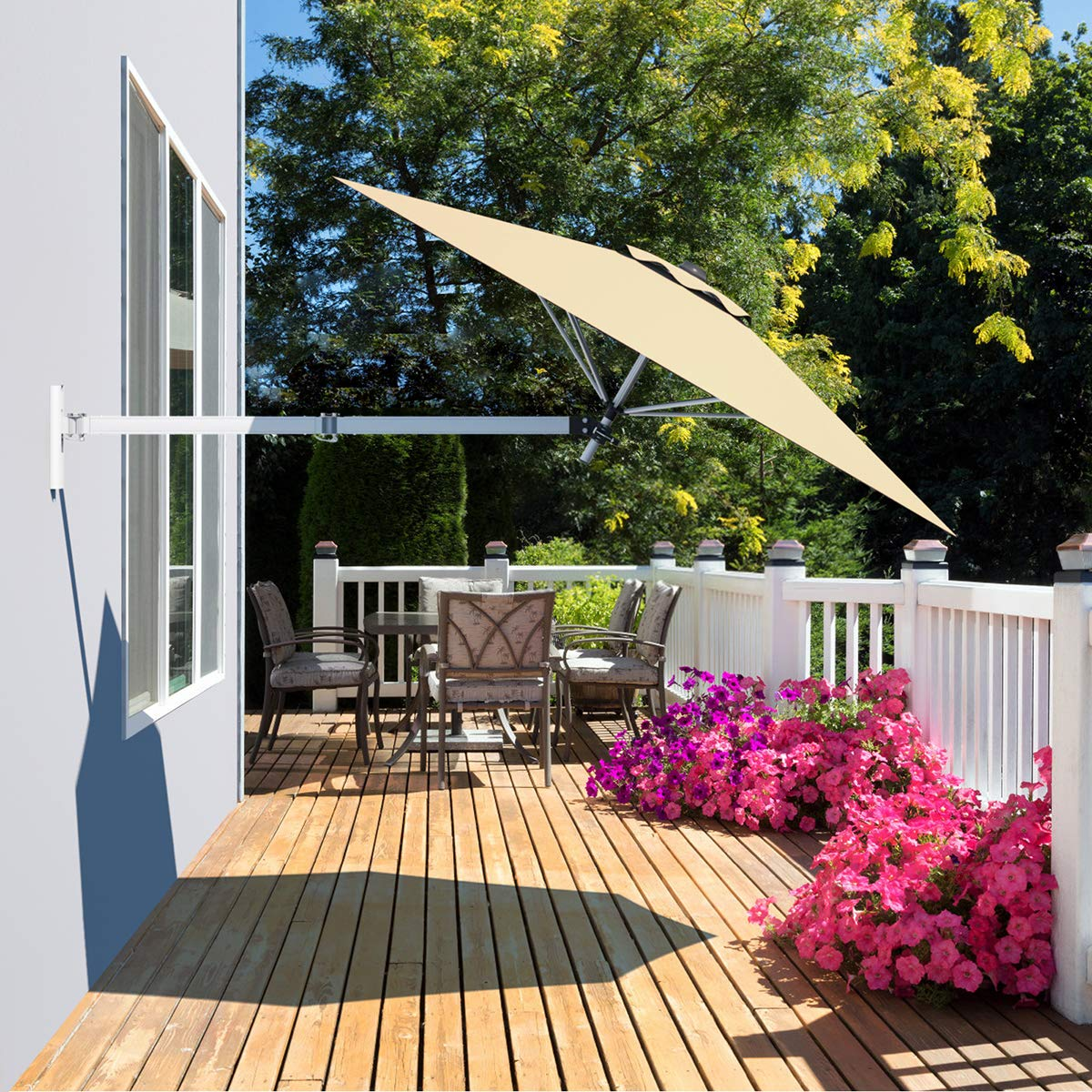 Tangkula 8 FT Wall Mounted Patio Umbrella