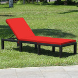 Tangkula Patio Wicker Lounge Chair, Outdoor Rattan Adjustable Reclining Backrest Lounger Chairs