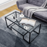 Tangkula Tempered Glass Coffee Table, 42 Inch Wide Rectangular Coffee Table