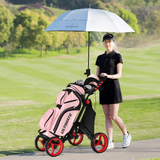 Tangkula Golf Push Pull Cart, Lightweight Aluminum Collapsible 4 Wheels Golf Push Cart, Golf Trolley with Waterproof Bag & Foot Brake