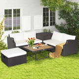 Tangkula 7 Pieces Outdoor Hand-Woven PE Wicker Furniture Set