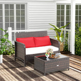 Tangkula 2-Piece Outdoor Patio Wicker Furniture Set