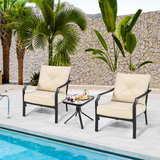 Tangkula 2 Pieces Patio Dining Chairs, Outdoor Bistro Armchairs with Steel Frame, Thick and Soft Cushions