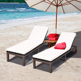 Tangkula Patio Chaise Lounge Chair, Outdoor Rattan Lounger Recliner Chair with Wheels