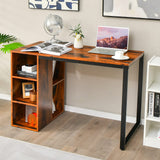 Tangkula Computer Desk with Storage Shelves, Home Office Desk with 5 Side Shelves & Metal Frame
