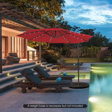 Tangkula 10 ft Cantilever Umbrella w/32 Solar-Powered LED Lights, Functional Tilting System & Hand-Crank Mechanism