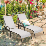 Tangkula Patio Chaise Lounge, Recliner Outdoor Lounger Chair w/Adjustable Backrest, Reclining Chair w/Heavy Duty Steel Frame