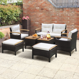 Tangkula 7 Pieces Patio Rattan Sofa Set, Outdoor Wicker Conversation Set