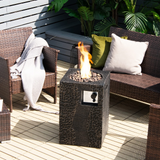 Tangkula 16 Inch Patio Propane Fire Pit, Patiojoy Electronic Ignition Square Gas Fire Pit with Protective Cover