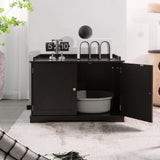 Tangkula Cat Litter Box Enclosure, Wooden Cat House Side Table w/Removable Divider