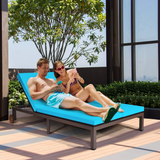 Tangkula 2-Person Patio Lounge Chair, Outdoor Rattan Double Wicker Daybed
