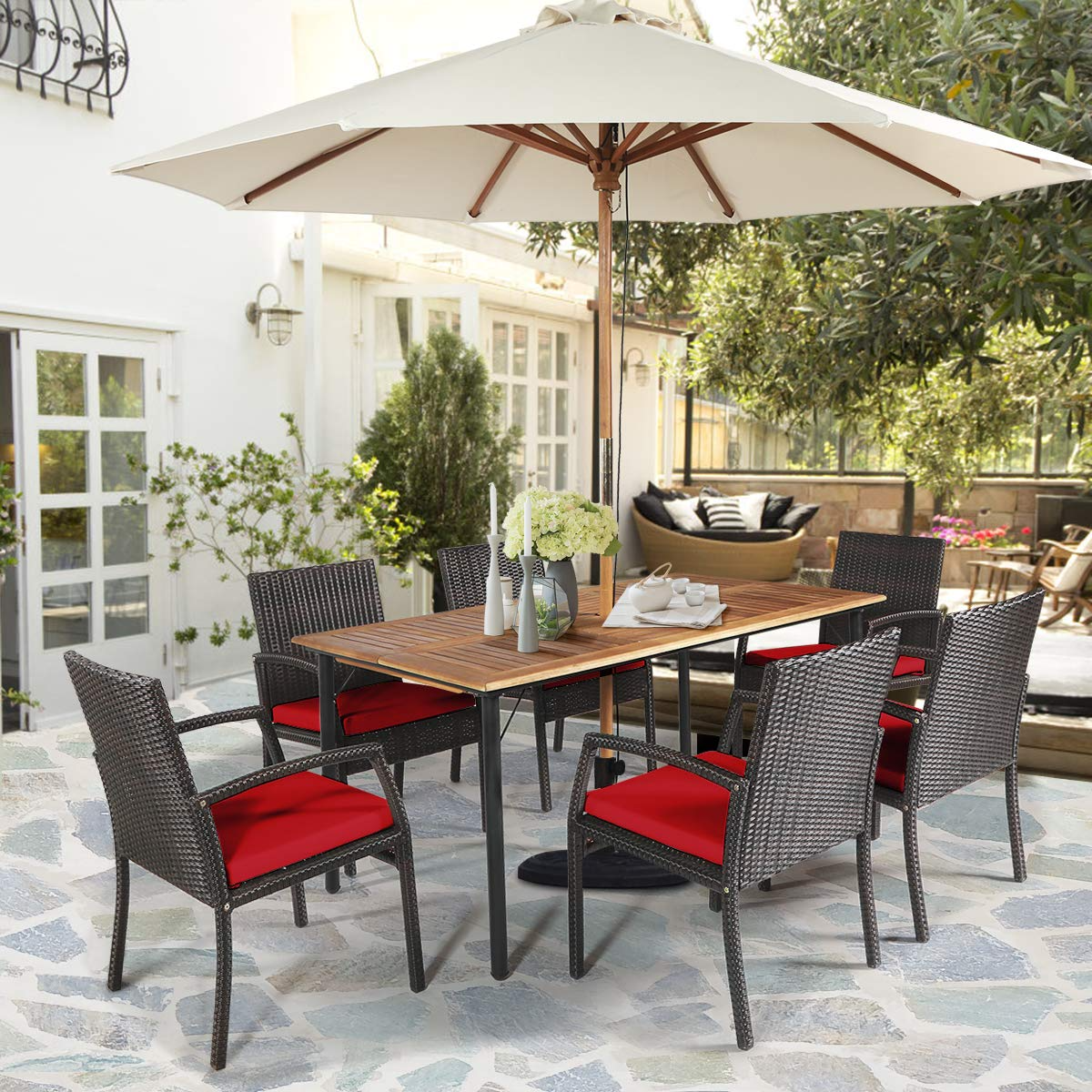 Tangkula 9 piece store outdoor dining set