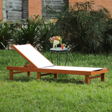 Tangkula Outdoor Wood Chaise Lounge Chair, Patio Chaise Lounger with 5-Postion Adjustable Back