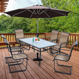 7 Pieces Patio Dining Set, Outdoor Furniture Set with 6 C Spring Motion Chairs and 1 Dining Table