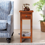 Tangkula Small Side Table for Small Spaces, Farmhouse Acacia Wood Slim End Table