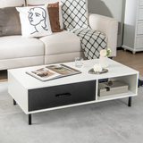 Tangkula Modern Coffee Table, Accent Center Table with Drawer & Shelf, Central Cocktail Table