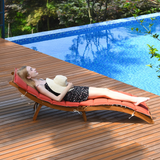 Tangkula Folding Patio Lounge Chair, Solid Eucalyptus Wood Sun Lounger Chair