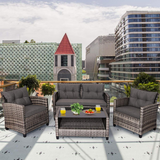 Tangkula Patio Wicker Conversation Furniture Set