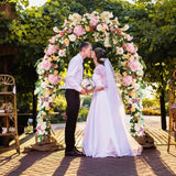8.4 Ft Gothic Garden Arbor, Metal Arbor Trellis for Climbing Plants, Roses, Vines
