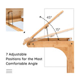 Bamboo TV Tray Sofa Side Table, 7 Angles Adjustable Couch Table
