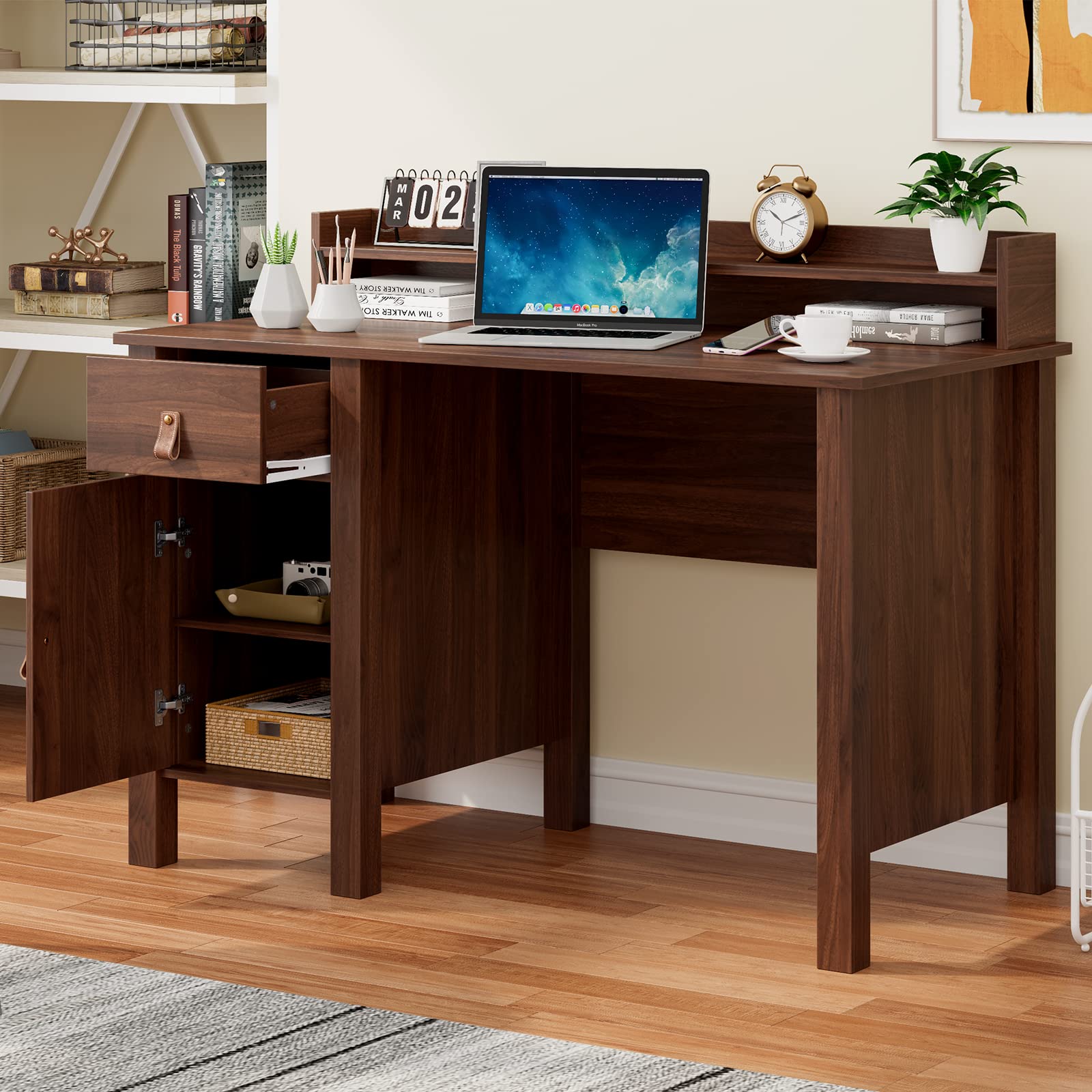 Computer Desk with Storage Drawer & Cabinet - Tangkula