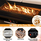 Tangkula 57 Inches Propane Fire Pit Table, Patiojoy 50,000 BTU Outdoor Rectangular FirePit Table