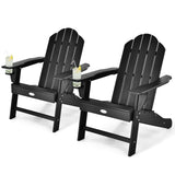 Tangkula Adirondack Chair Outdoor, Fade Resistant HDPE Armchairs with Cup Holder