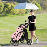 Tangkula Golf Push Pull Cart, Lightweight Aluminum Collapsible 4 Wheels Golf Push Cart, Golf Trolley with Waterproof Bag & Foot Brake