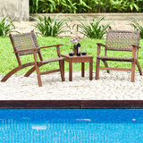 Tangkula 3 PCS Patio Conversation Set (Brown)