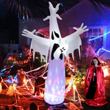 Tangkula 8 FT Halloween Inflatable Ghost, Blow-up Yard Halloween Decorations with Built-in LED Lights & Magic Rotating Lamp