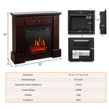 1400W 32 Inches Electric Fireplace with Mantel - Tangkula