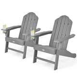 Tangkula Adirondack Chair Outdoor, Fade Resistant HDPE Armchairs with Cup Holder