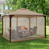 Tangkula 12 X 10FT Patio Gazebo, Air-Ventilated Canopy Party Tent w/Dual-Tiered Top for Backyard Garden Lawn