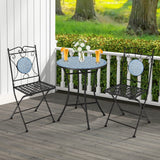 Tangkula 3 Pieces Patio Bistro Set, Outdoor Garden Furniture Set with Mosaic Round Table and 2 Folding Chairs
