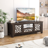 Tangkula TV Stand for 60 Inch TVs, Retro Entertainment Center, TV Console Cabinet w/Open Shelf & Drawer & Cable Hole