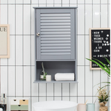 Tangkula Medicine Cabinet, Wall Mounted Bathroom Cabinet Single Door Wooden