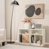 Tangkula Nightstand Set of 2, Wooden Sofa Side End Table with Bamboo Door & Open Compartments