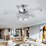 Tangkula Ceiling Fan with Crystal Light, 52 Inches Classical Ceiling Fan with Remote Control & 5 Iron Reversible Blades