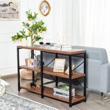 Tangkula Rustic Console Sofa Table, 3 Tier Console Table with Shelves, Industrial Foyer Table with Adjustable Feet, Living Room TV Stand
