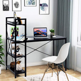 Tangkula Computer Desk with 4 Tier Shelves, Study Writing Table with Storage Bookshelves