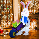 Tangkula 4FT Inflatable Easter Bunny with Pushing Cart