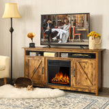 Industrial Fireplace TV Stand for TVs Up to 65 Inches, Entertainment Center