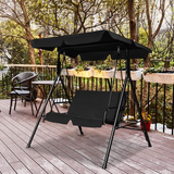 Tangkula 2-Person Patio Swing, Outdoor Yard Swing with Canopy & Cushion, Weather Resistant Steel Lounge Swing Chair